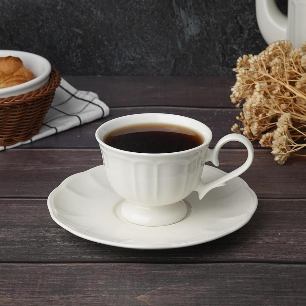 Retro Ritz & Bella-White Чашка чайная 200 мл+блюдце 17 см, фарфор 