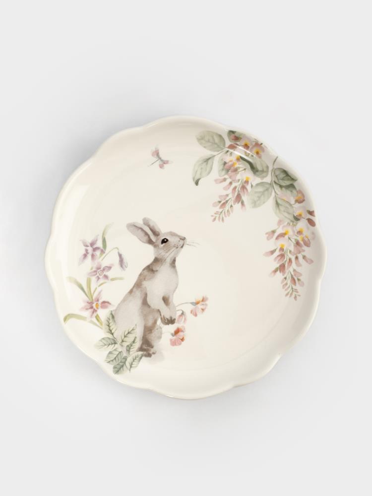 Тарелка обеденная, 25 см, керамика, белая, Кролик с цветами, Flower Rabbit Тарелка обеденная, 25 см, керамика, белая, Кролик с цветами, Flower Rabbit