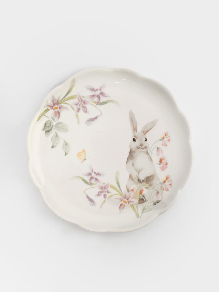 Тарелка закусочная, 20 см, керамика, белая, Кролик с цветами, Flower Rabbit Тарелка закусочная, 20 см, керамика, белая, Кролик с цветами, Flower Rabbit