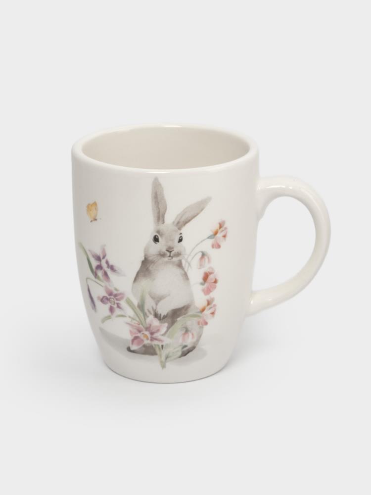 Кружка, 330 мл, керамика, белая, Кролик с цветами, Flower Rabbit Кружка, 330 мл, керамика, белая, Кролик с цветами, Flower Rabbit