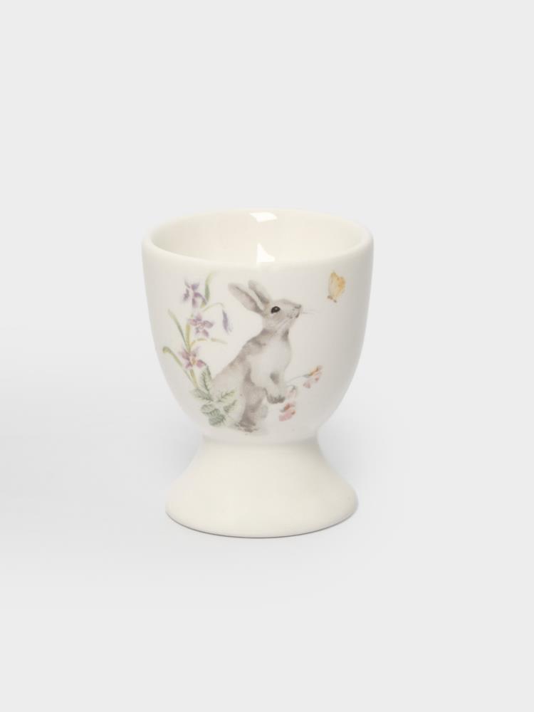 Подставка для яйца, 7 см, керамика, белая, Кролик с цветами, Flower Rabbit Подставка для яйца, 7 см, керамика, белая, Кролик с цветами, Flower Rabbit