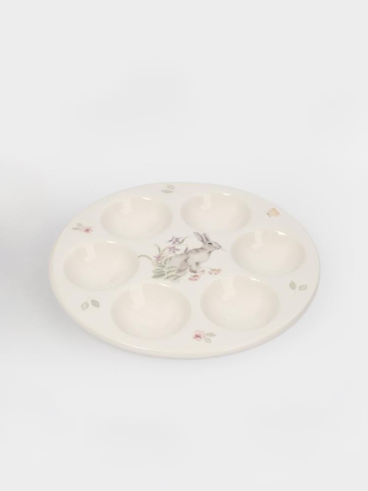 Блюдо пасхальное, 18 см, 6 отд, керамика, белое, Кролик с цветами, Flower Rabbit Блюдо пасхальное, 18 см, 6 отд, керамика, белое, Кролик с цветами, Flower Rabbit