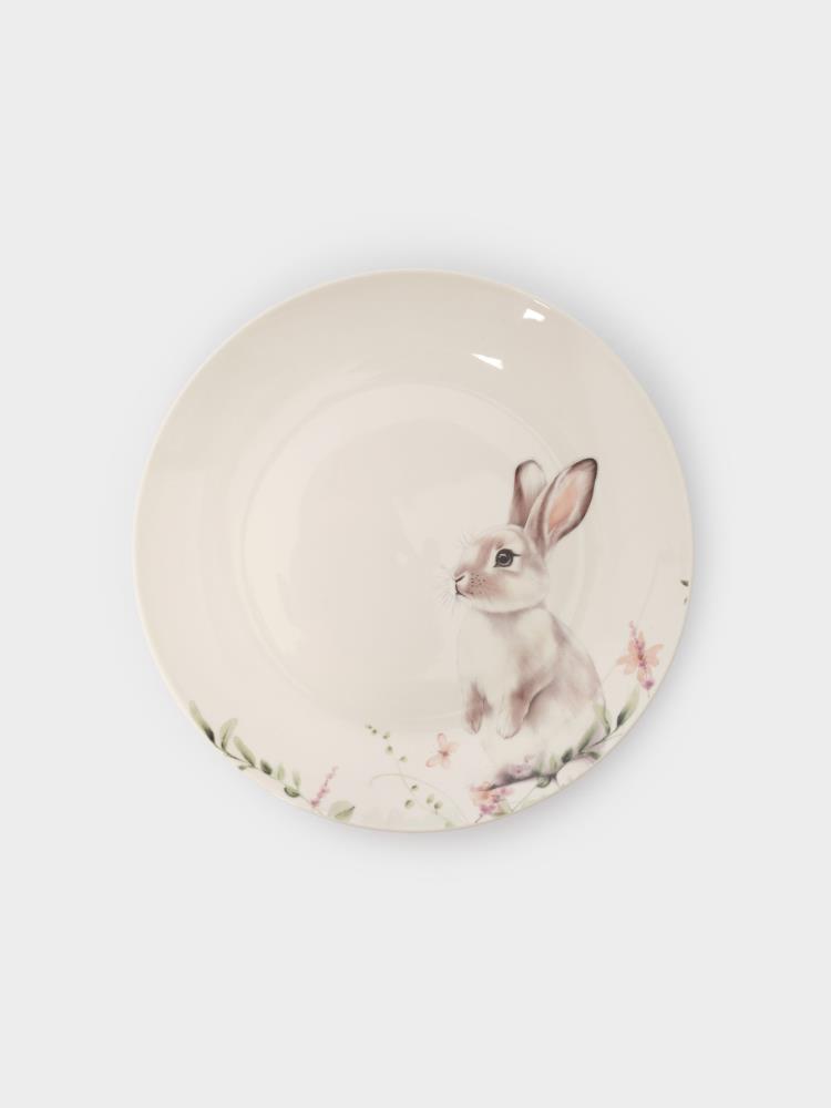 Тарелка закусочная, 20 см, фарфор N, белая, Кролик в цветах, Bunny