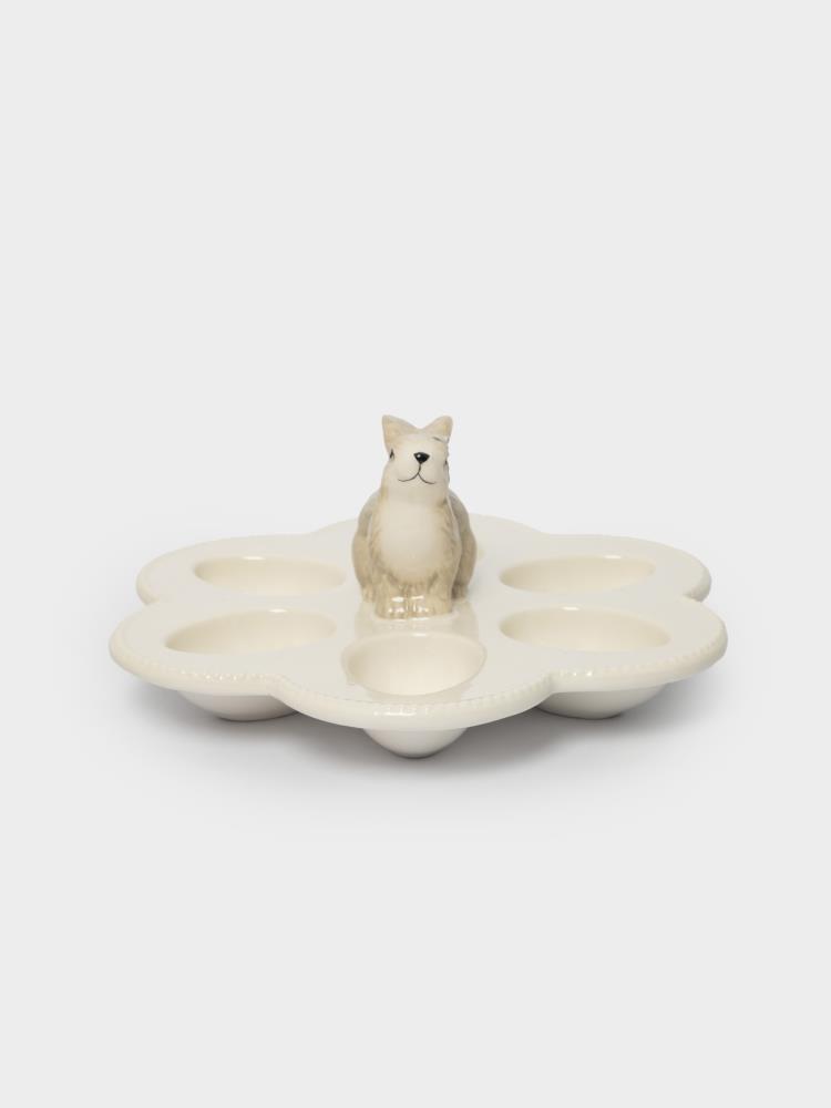 Блюдо пасхальное, 22х9 см, 6 отд, молочно-серое, Кролик с цветами, Brown Rabbit