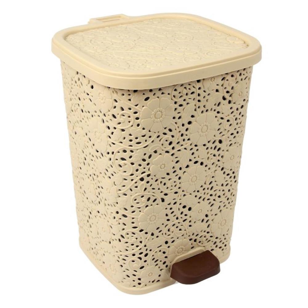 Мусорное ведро с педалью 26 лт АЖУРНОЕ крем (4) шт