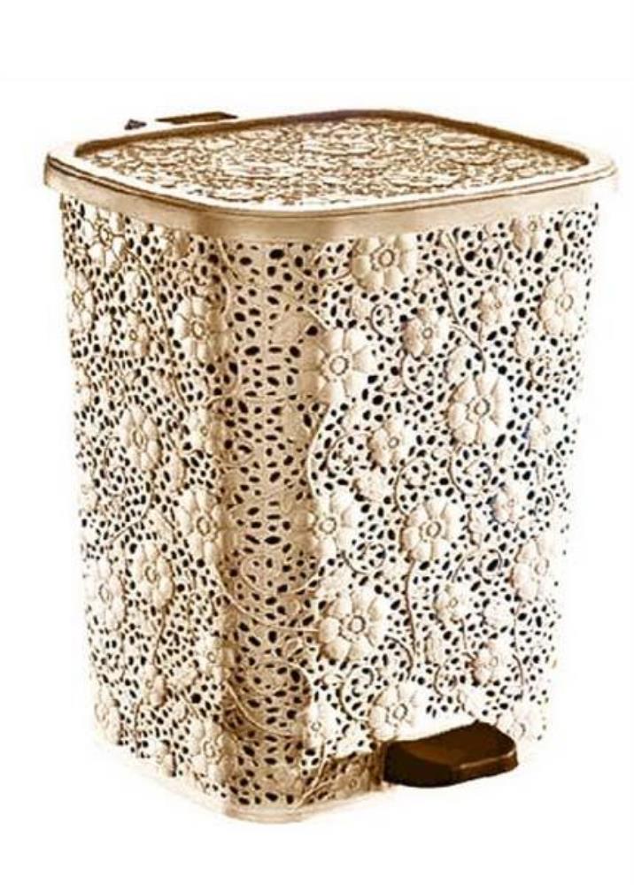 Мусорное ведро с педалью 6 лт АЖУРНОЕ крем (8) шт