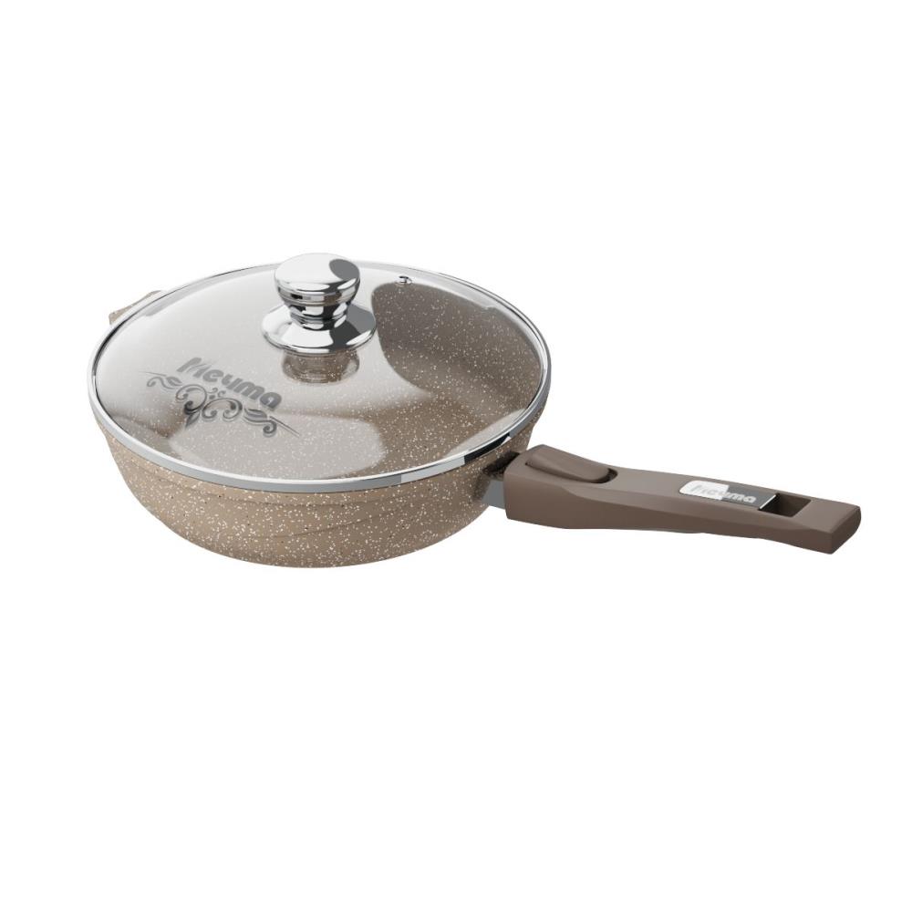 Гранит brown Сковорода 28см АП со съемной ручкой и стекл. крышкой