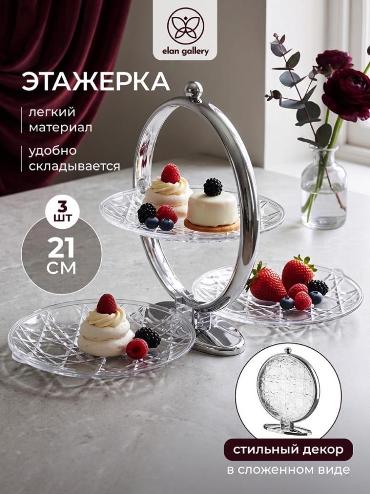 Блюдо-этажерка 3-х ярусная 24*8*28 см, складная, акрил Блюдо-этажерка 3-х ярусная 24*8*28 см, складная, акрил