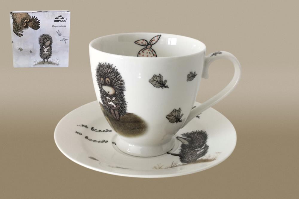 Ежик в тумане Пара чайная круглая 400мл п/уп фарфор кратно 1 Ежик в тумане Пара чайная круглая 400мл п/уп фарфор кратно 1