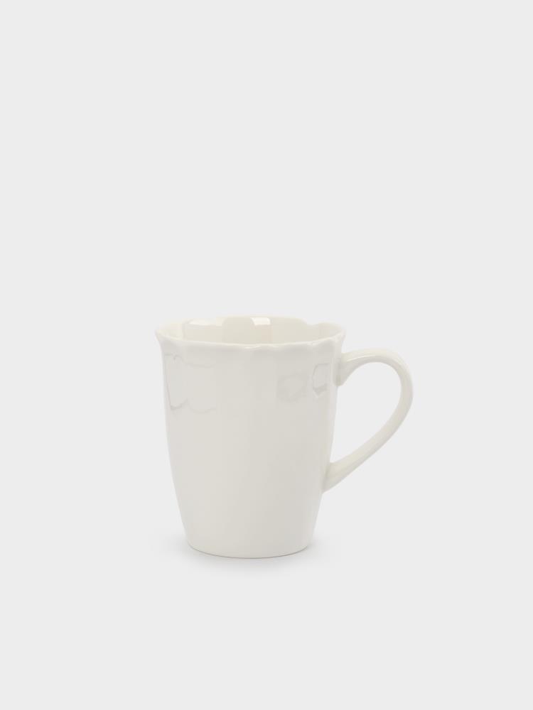 Кружка, 400 мл, фарфор P, белая, Волнистый край, White ocean