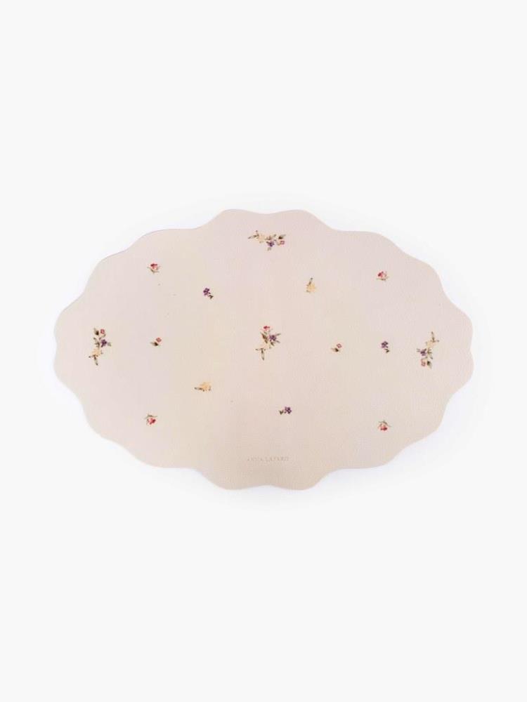 Салфетка под приборы, 30х45 см, ПВХ, овальная, белая, Весенние цветы, Meadow