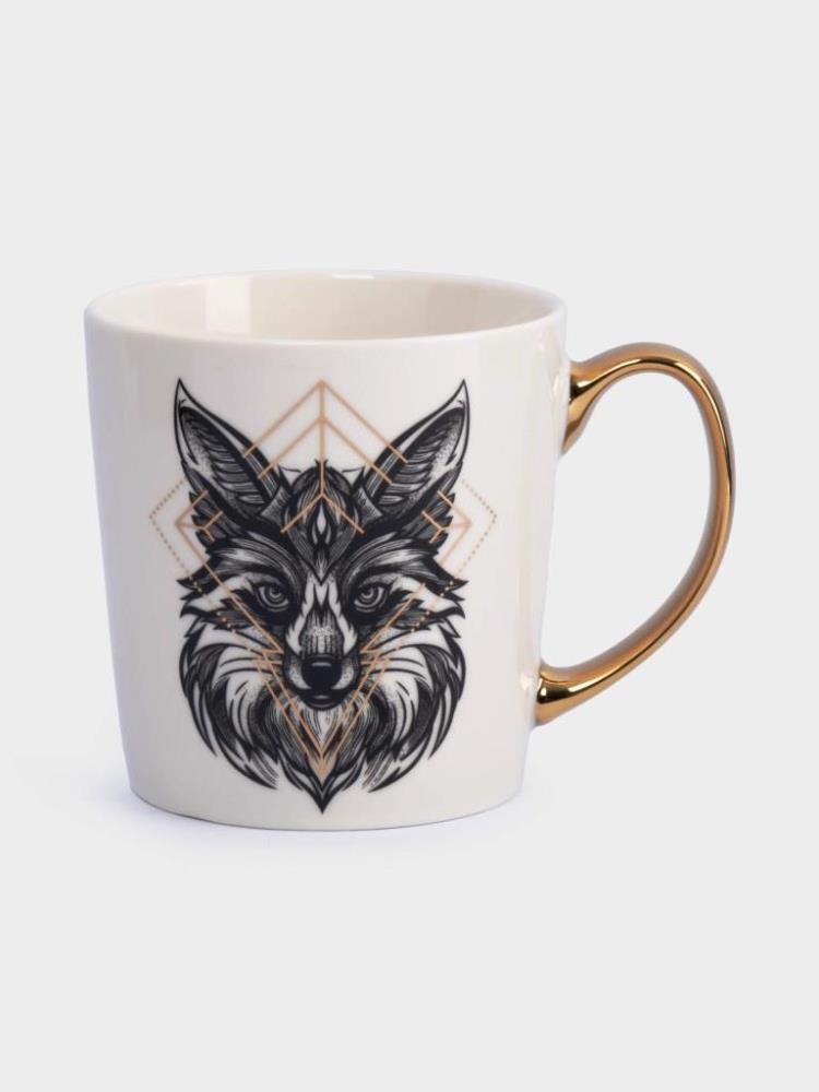 Кружка, 500 мл, фарфор N, бело-золотистая, Лис, Graphics