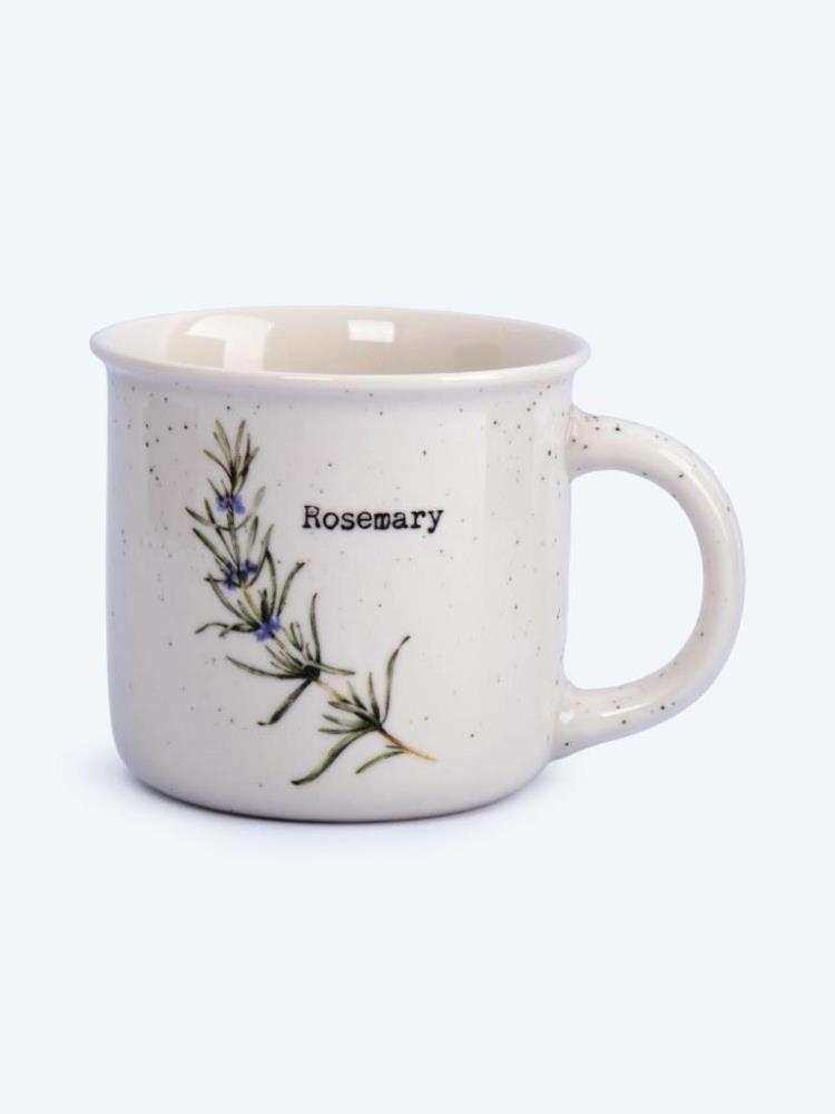 Кружка, 370 мл, фарфор N, белая, в крапинку, Розмарин, Herbarium new
