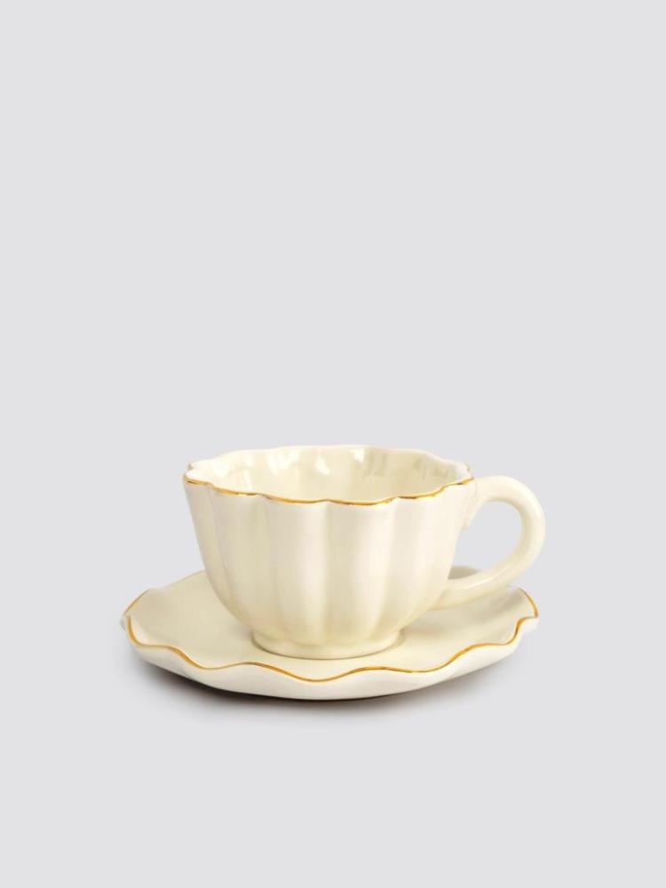 Пара чайная, 1 перс, 2 пр, 370 мл, керамика, с золотистым кантом, Волнистый край, Blossom