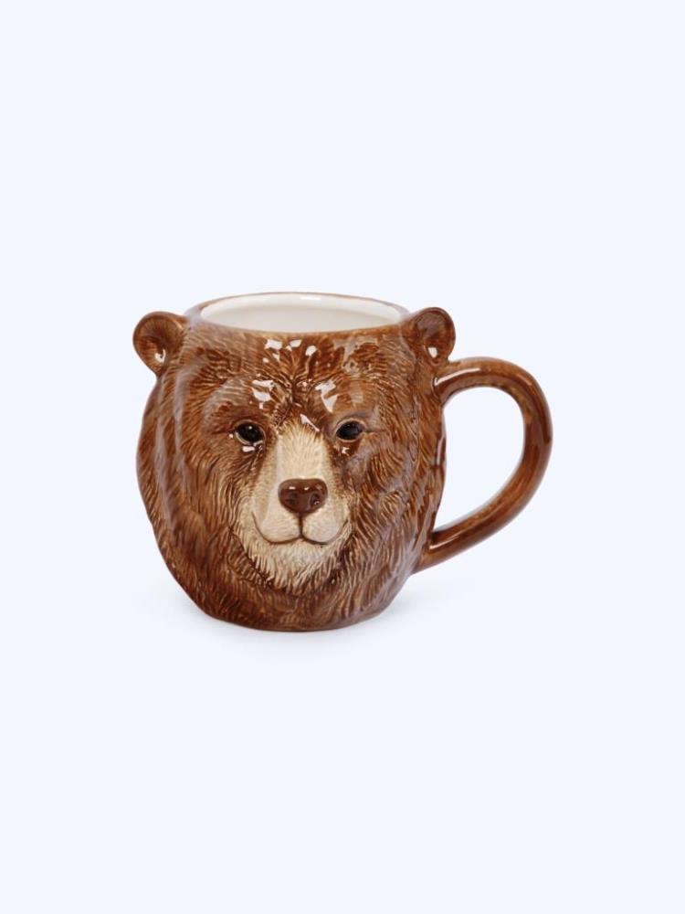 Кружка, 540 мл, керамика, коричневая, Медведь, Manly