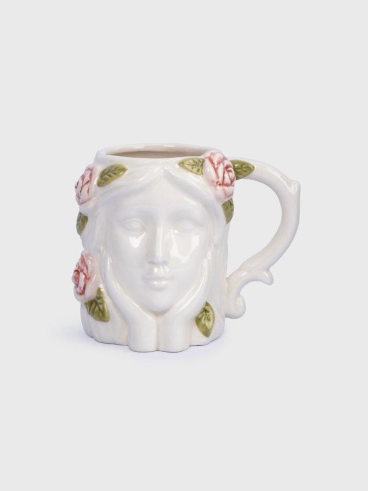 Кружка, 350 мл, керамика, молочная, Девушка с тюльпанами, Tulip