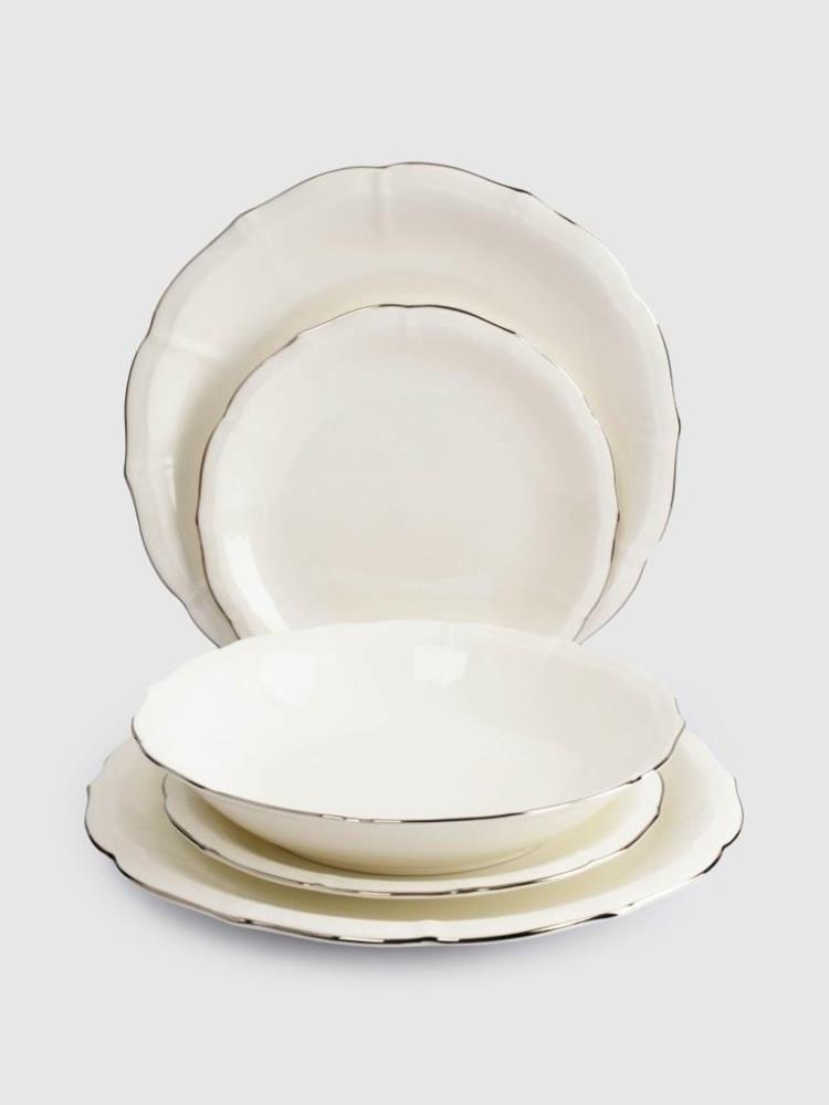 Сервиз обеденный, 6 перс, 18 пр, фарфор F, белый, с серебристым кантом, Dynasty