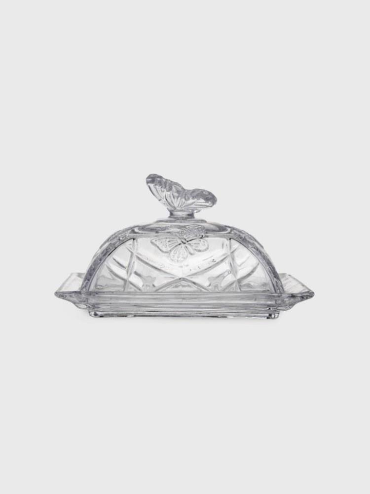 Масленка, 17х12 см, стекло, прямоугольная, Бабочка, Butterfly