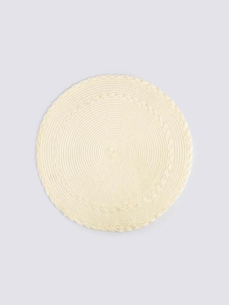 Салфетка под приборы, 38 см, полипропилен, круглая, молочная, Косы, Matera
