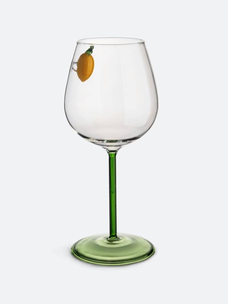 Бокал для вина, 550 мл, стекло Б, зеленая ножка, Лимон, Lemon