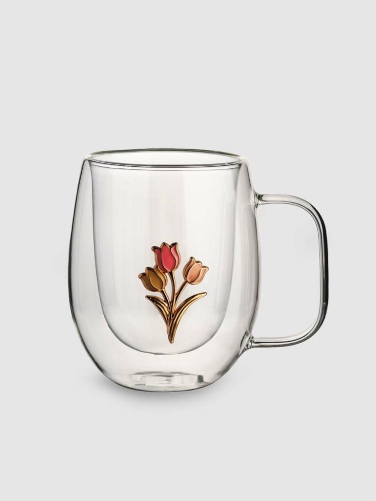 Кружка, 330 мл, стекло Б/металл, Тюльпаны, Wind-deco
