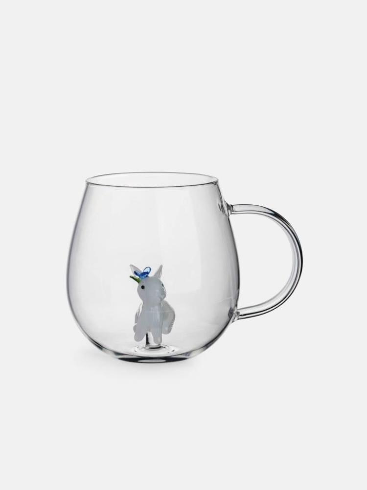 Кружка, 450 мл, стекло Б, Кролик с цветком, Easter
