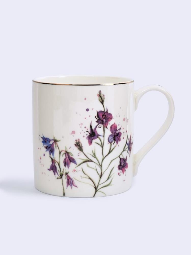 Кружка, 380 мл, фарфор F, белая, с золотистым кантом, Колокольчики, Giardino