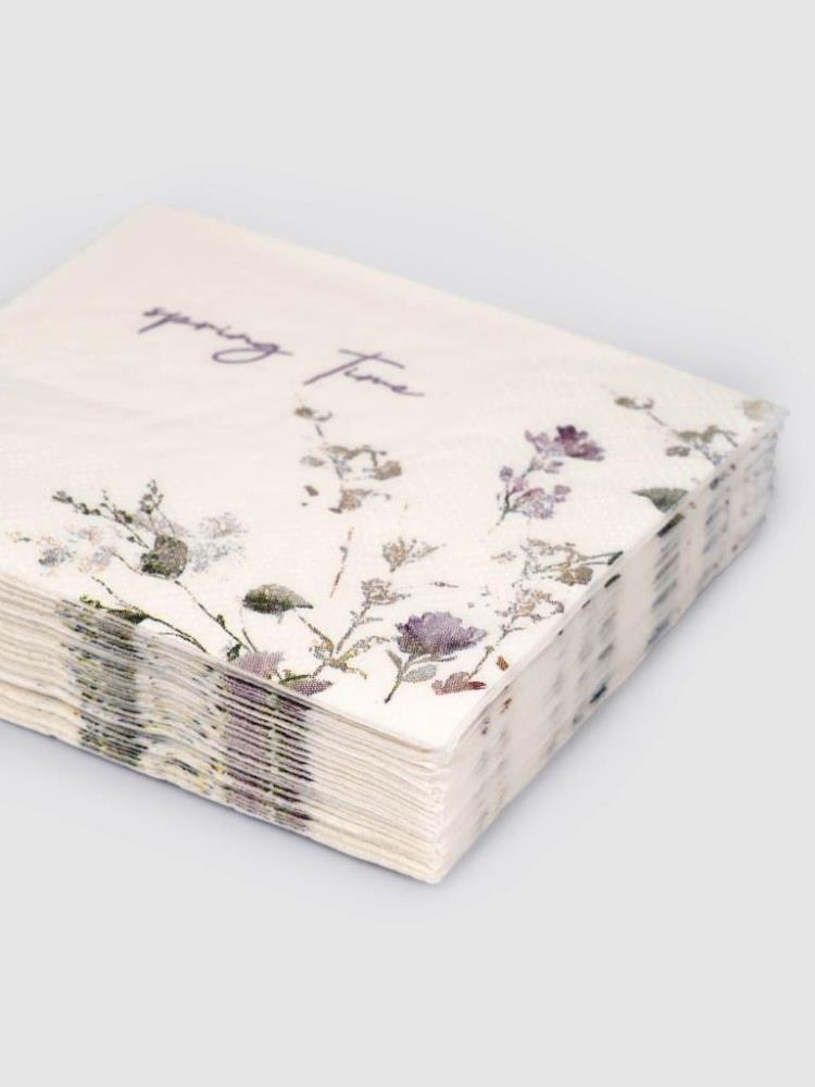 Салфетки бумажные, 21х21 см, 20 шт, квадратные, белые, Spring time, Meadow