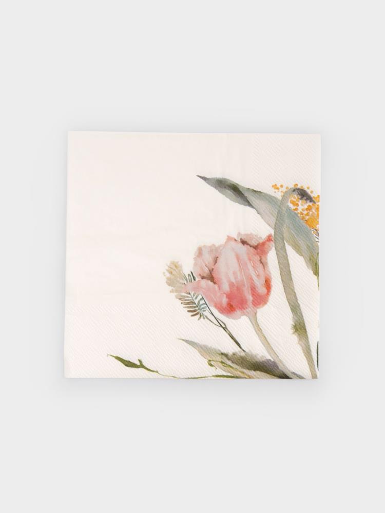 Салфетки бумажные, 33х33 см, 20 шт, квадратные, белые, Тюльпан, Bouquet