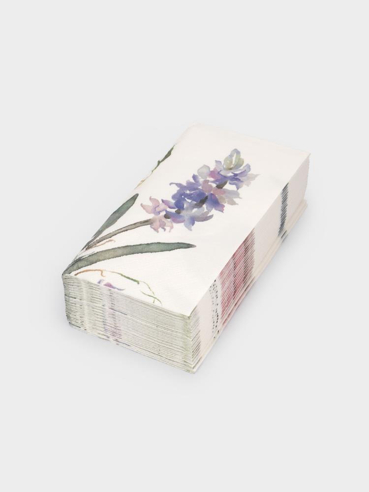 Салфетки бумажные, 33х33 см, 20 шт, прямоугольные, белые, Цветы, Bouquet