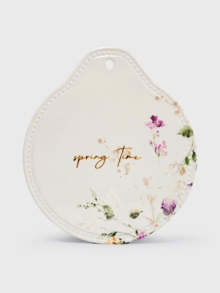 Подставка под горячее, 21x19 см, керамика/пробка, белая, Полевые цветы, Meadow