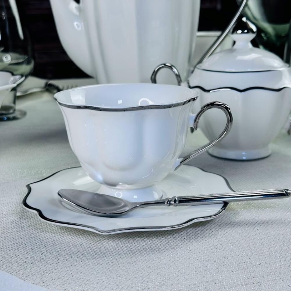 205-589 Чайный набор 12пр. 250 мл MAGNOLIA SILVER в под.уп.(х6)Фарфор