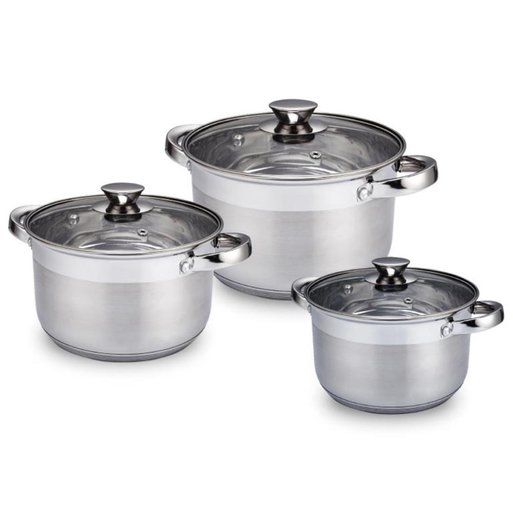 Набор 6 пр нерж кастрюли цил 2,0, 2,7, 3,6л Silver ТМ Appetite