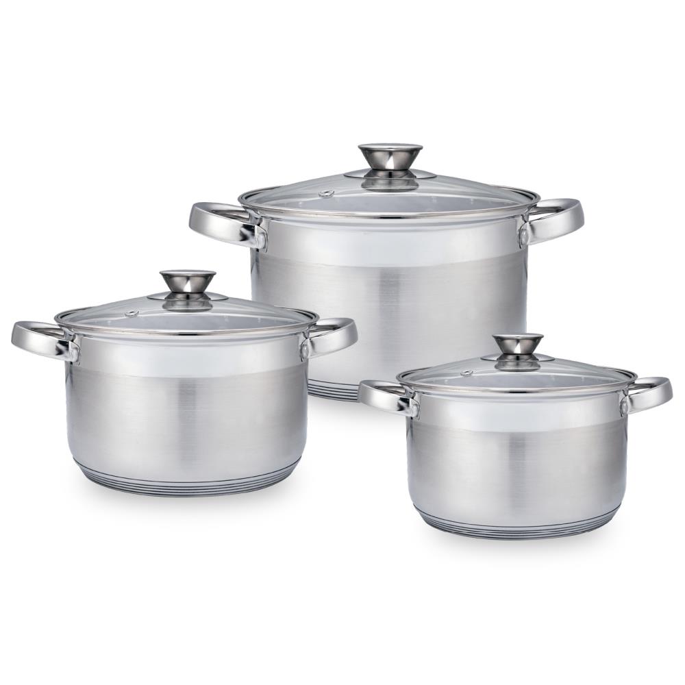 Набор 6 пр нерж кастрюли цил 2,7, 3,6, 6,5л Silver ТМ Appetite