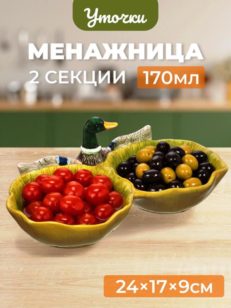Блюдо - менажница 2 секции 24*17*9 см 