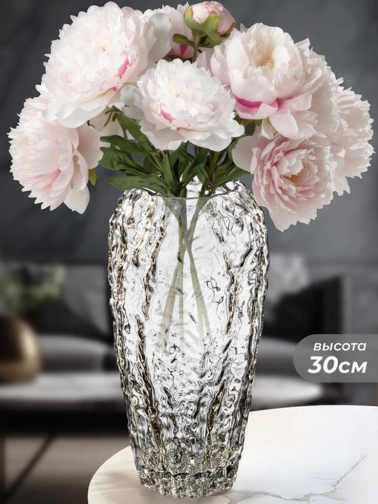 Ваза 15*15*30 см 3 л, серо-коричневая, стекло