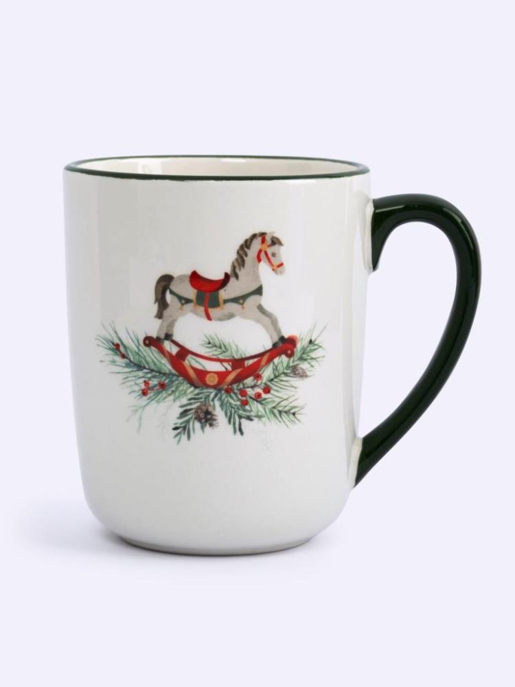 Кружка, 540 мл, керамика, зеленая, Лошадка, Festival