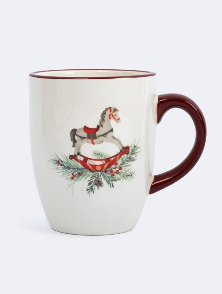 Кружка, 330 мл, керамика, красная, Лошадка, Festival