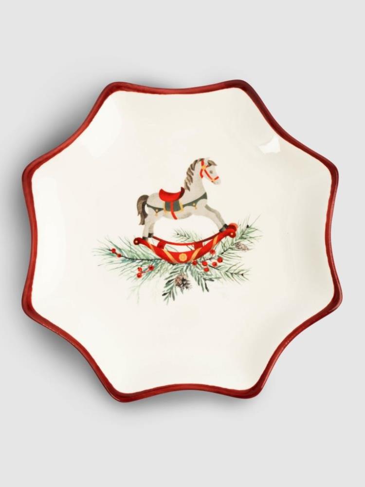 Блюдо, 20 см, керамика, красное, Лошадка, Festival