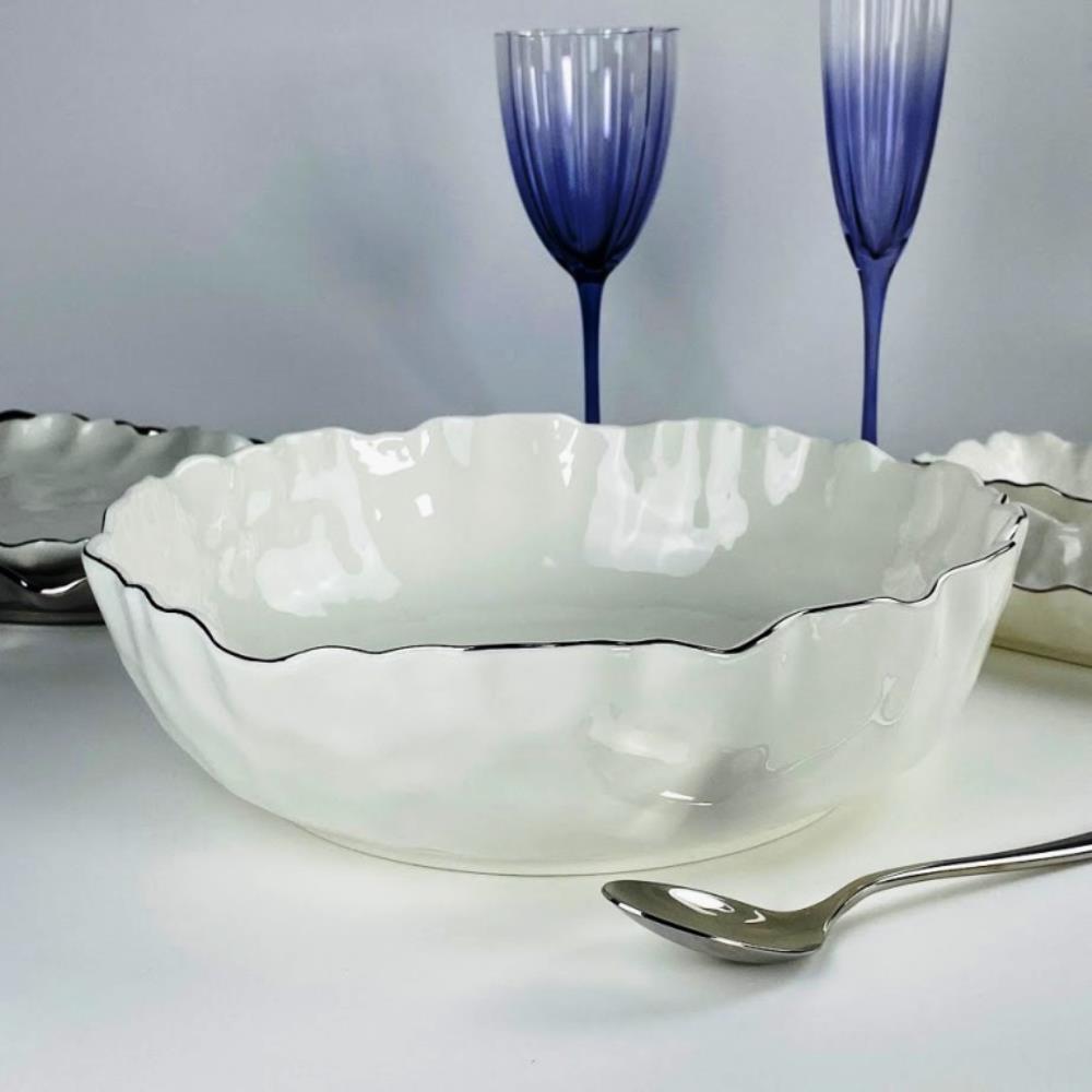 305-299 Салатник 30,5см ВАНЕССА СЕРЕБРО в под.уп.(х8)Фарфор