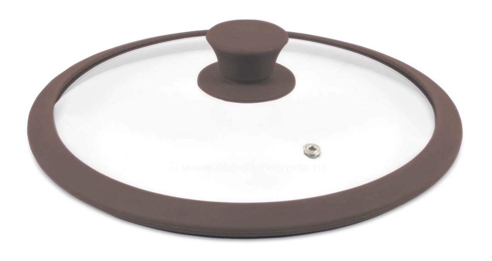 Крышка TimA с ручкой стеклян. с силикон/обод 24см коричневая (РОССИЯ) Крышка TimA с ручкой стеклян. с силикон/обод 24см коричневая (РОССИЯ)