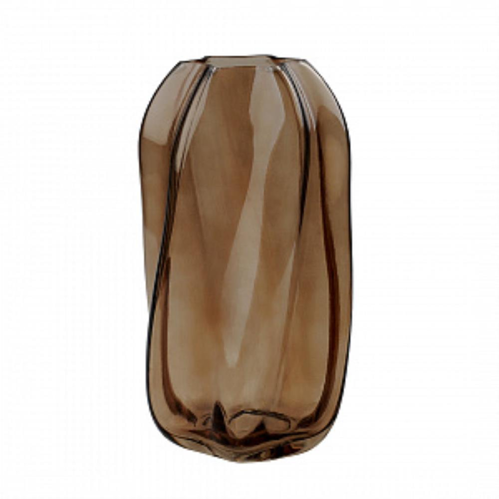 Декоративная ваза из цветного стекла, Д160 Ш160 В280, коричневый