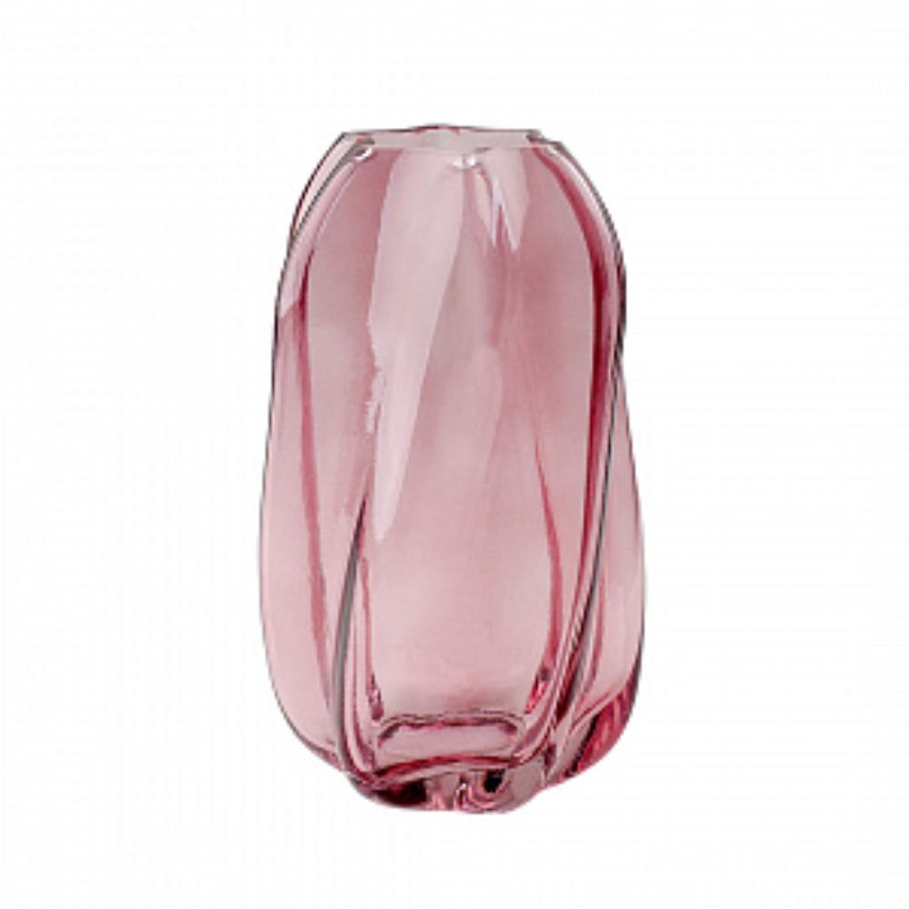 Декоративная ваза из цветного стекла, Д125 Ш125 В217, красный