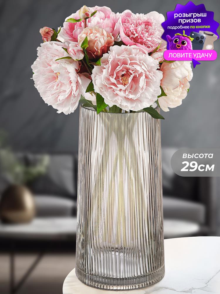 Ваза 14,5*14,5*29,5 см 4 л, серая, стекло Ваза 14,5*14,5*29,5 см 4 л, серая, стекло