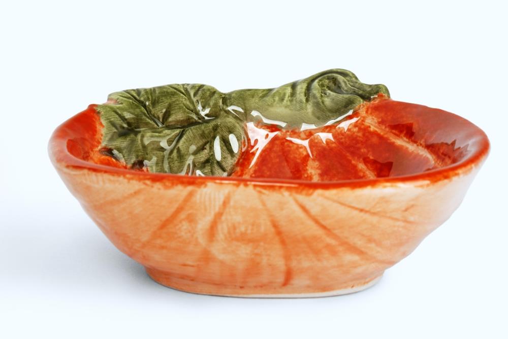 Пиала, 15х14х5 см, 540 мл, керамика D, оранжево-зеленая, Тыква с листом, Bright pumpkin