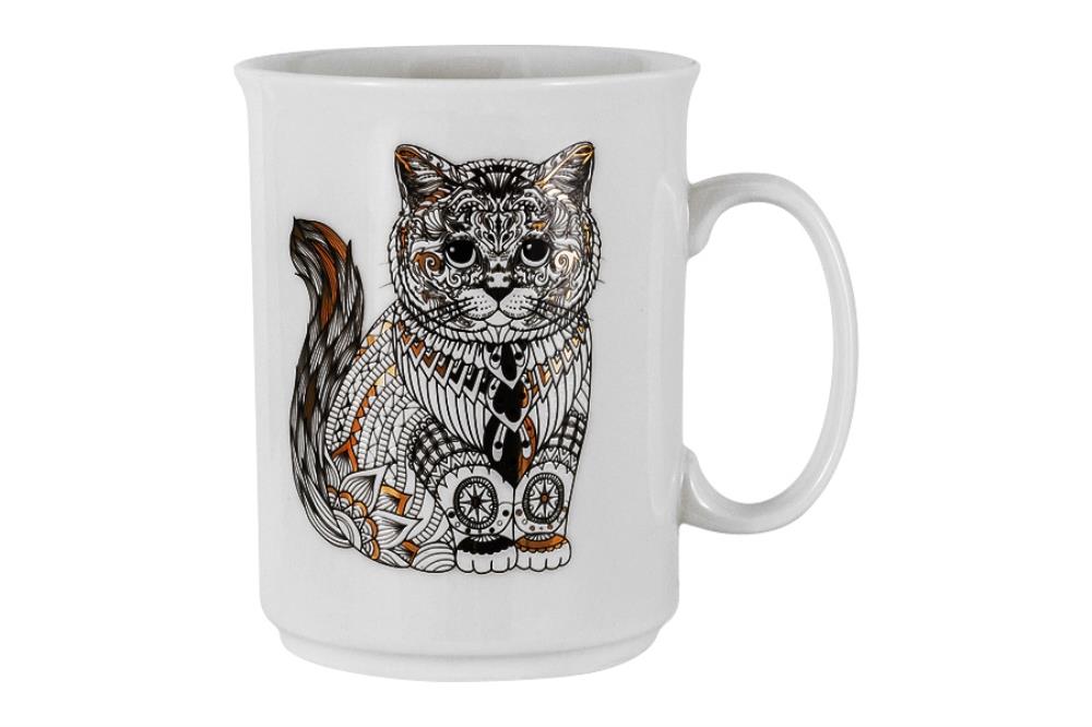 Кружка, 415 мл, фарфор N, белая, Кот, Wild