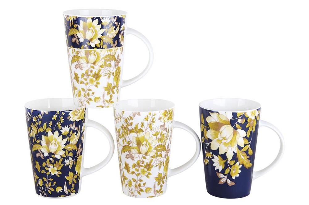 Кружка 400мл Golden bloom (микс 4 диз) кратно 12