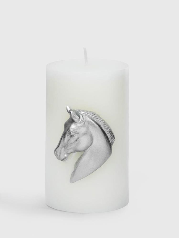 Свеча, 10 см, цилиндрическая, серебристая, Лошадь, Horse