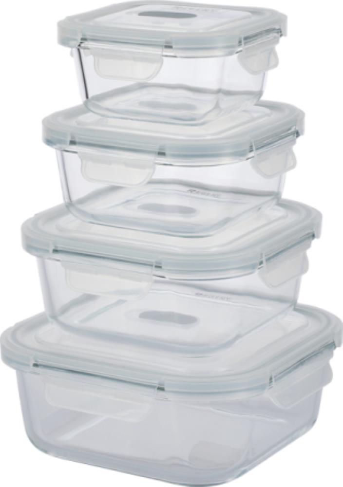 64-224 Набор 4пр. контейнеров квадратных, стекло (0,3л;0,5л;0,8л;1,2л) Linea Desco 64-224 Набор 4пр. контейнеров квадратных, стекло (0,3л;0,5л;0,8л;1,2л) Linea Desco