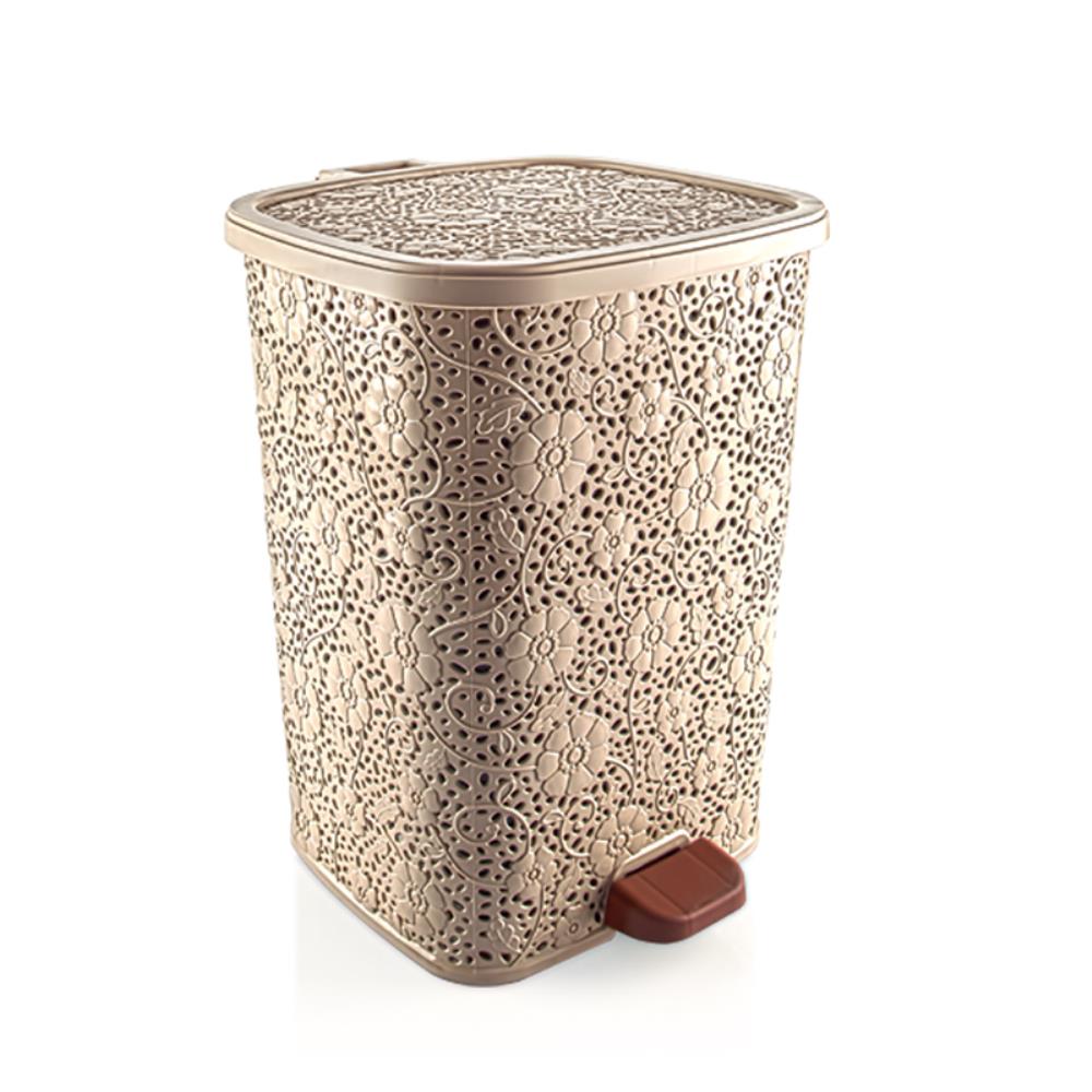 Мусорное ведро с педалью 12 лт АЖУРНОЕ крем (8) шт